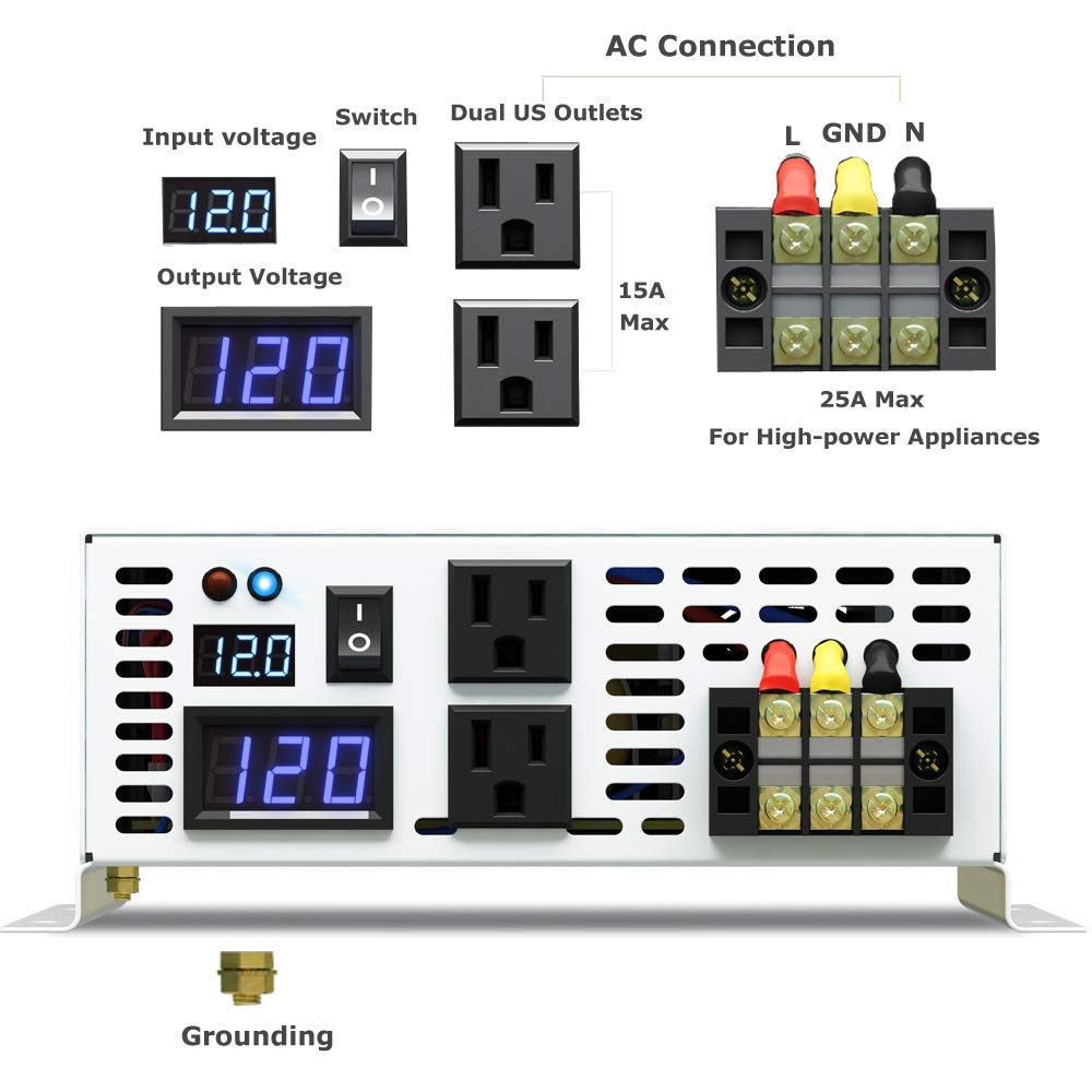 순수 사인파 인버터 전력 3000W 24V ~ 220V - Inverter Pure Sine Wave 60Hz 120V 3000W 리뷰 및 가격