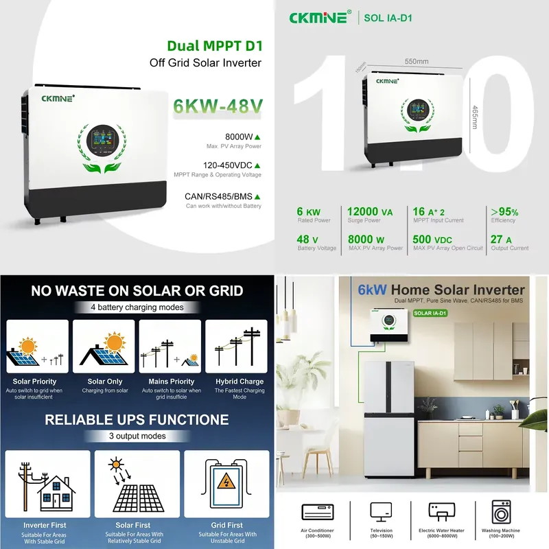인기 상품! 도매 판매 중인 듀얼 MPPT 태양광 인버 - Off Grid Solar Inverter 48V 6000W 리뷰 및 가격